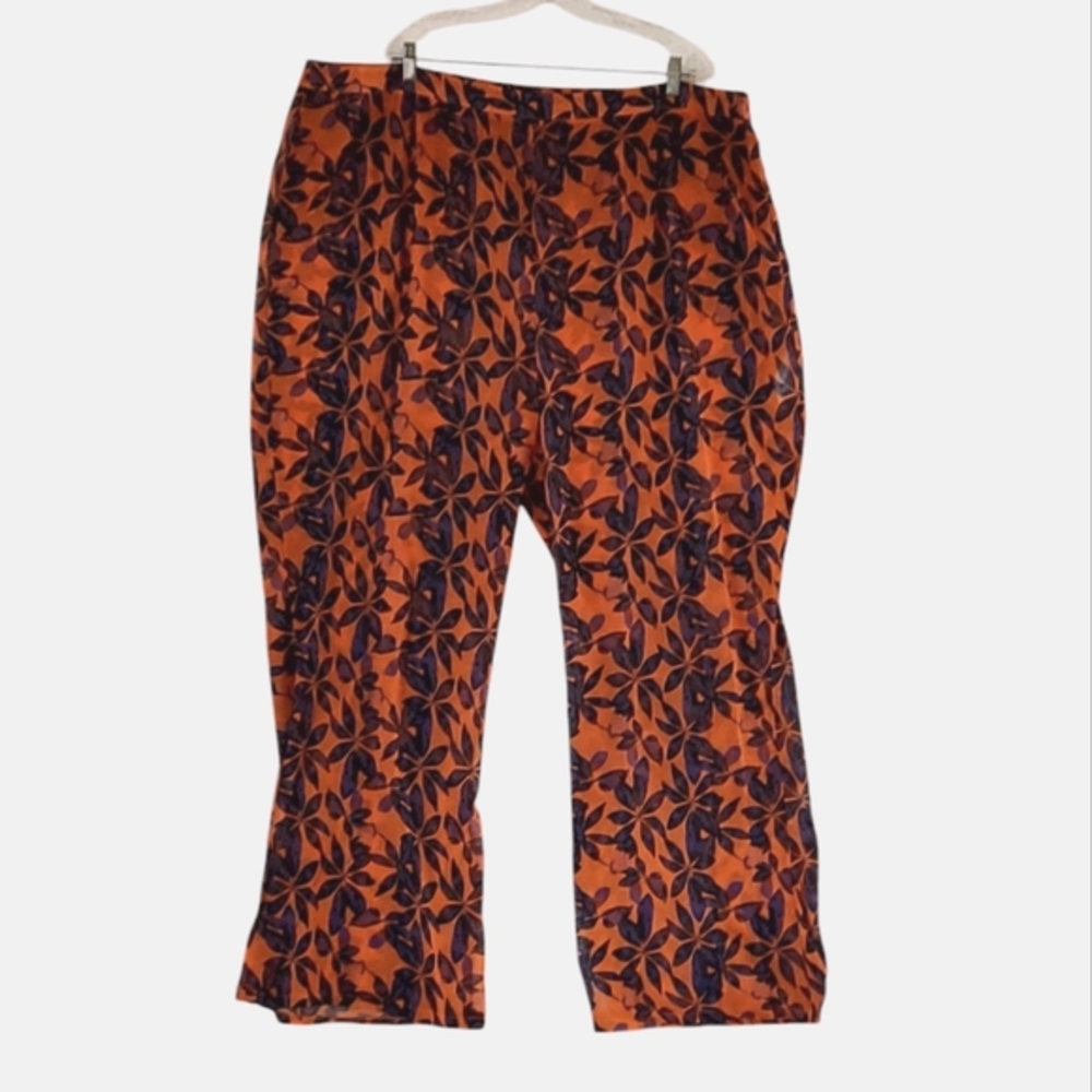 New PrettyLittleThing‎ Plus Size Orange Floral Print Beach Flares Size 24 NWT